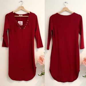 Heart & Hips | Red tie top 3/4 sleeves dress, L